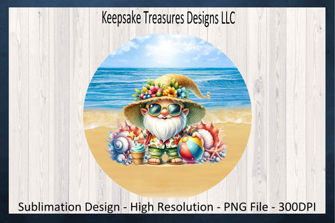 Summer Beach Gnome Wind Spinner, Beach Wind Spinner, Sublimation Design Template, Gnome Wind Spinner, Summer Wind Spinner PNG, Summer Patio Décor, Digital Download Sublimation Keepsake Treasures Designs LLC. 