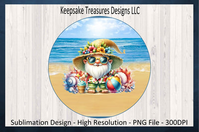 Summer Beach Gnome Wind Spinner, Beach Wind Spinner, Sublimation Design Template, Gnome Wind Spinner, Summer Wind Spinner PNG, Summer Patio Décor, Digital Download Sublimation Keepsake Treasures Designs LLC. 