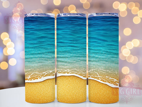 Summer Beach Lover Glitter Tumbler, Summer Tumbler Design, Glitter Tumbler, 20oz Sublimation Wrap, Tropical Drinkware, Beach Lover Gift, Vacation Tumbler Sublimation SvggirlplusArt 