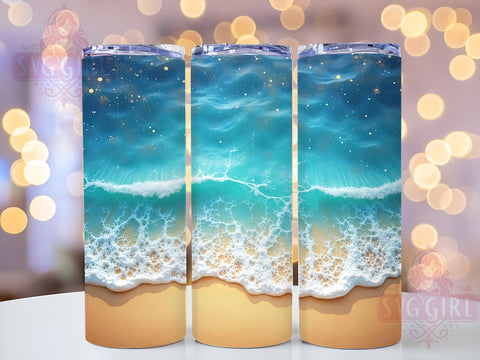 Summer Beach Lover Glitter Tumbler, Summer Tumbler Design, Glitter Tumbler, 20oz Sublimation Wrap, Tropical Drinkware, Beach Lover Gift, Vacation Tumbler Sublimation SvggirlplusArt 