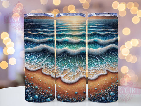 Summer Beach Lover Glitter Tumbler, Summer Tumbler Design, Glitter Tumbler, 20oz Sublimation Wrap, Tropical Drinkware, Beach Lover Gift, Vacation Tumbler Sublimation SvggirlplusArt 
