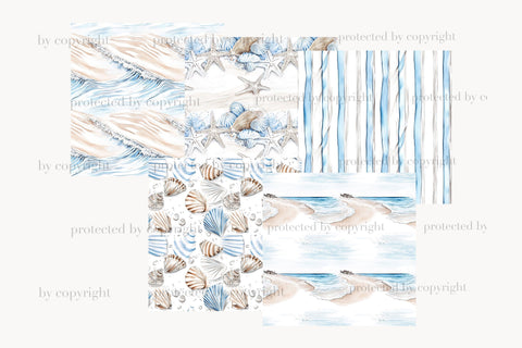 Summer Beach Paper Collection | Coastal Planner Patterns Digital Pattern GlamArtZhanna 