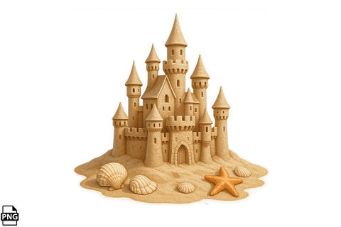 Summer Beach Sand Castle PNG Clipart Bundle Printable File Sublimation Creativedesigntee 