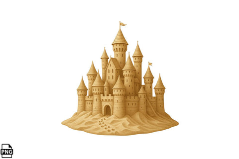 Summer Beach Sand Castle PNG Clipart Bundle Printable File Sublimation Creativedesigntee 