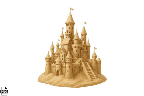 Summer Beach Sand Castle PNG Clipart Bundle Printable File Sublimation Creativedesigntee 