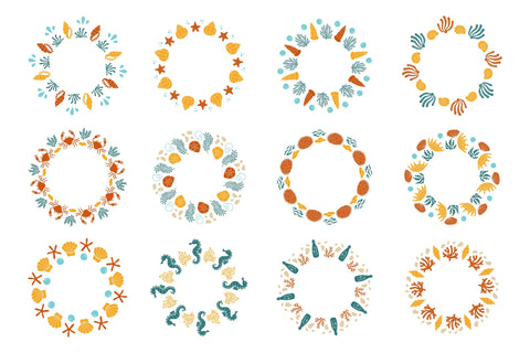 Summer Beach Seashell Wreaths Sublimation Rin Green 