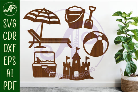 Summer Beach silhouettes laser cut out 2 SVG APInspireddesigns 