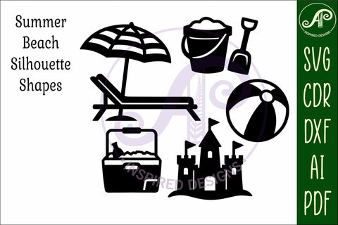 Summer Beach silhouettes laser cut out 2 SVG APInspireddesigns 