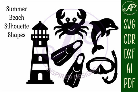 Summer Beach silhouettes laser cut out 3 SVG APInspireddesigns 