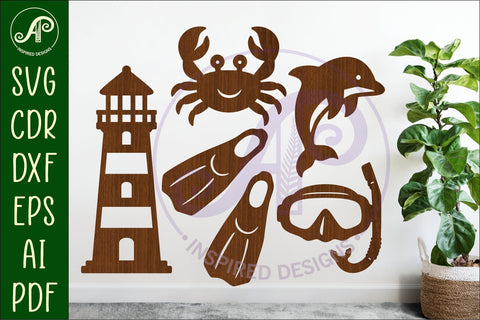 Summer Beach silhouettes laser cut out 3 SVG APInspireddesigns 