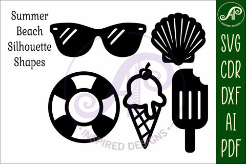 Summer Beach silhouettes laser cut out 4 SVG APInspireddesigns 