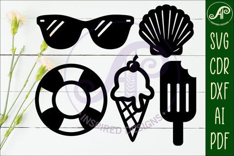 Summer Beach silhouettes laser cut out 4 SVG APInspireddesigns 