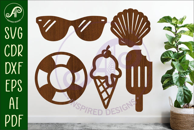 Summer Beach silhouettes laser cut out 4 SVG APInspireddesigns 