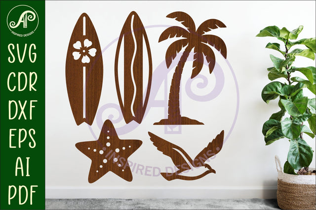 Summer Beach silhouettes laser cut out 5 SVG APInspireddesigns 
