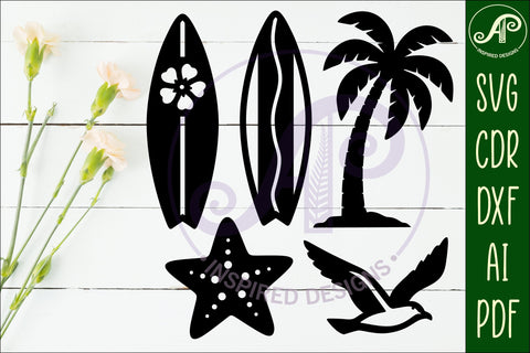 Summer Beach silhouettes laser cut out 5 SVG APInspireddesigns 