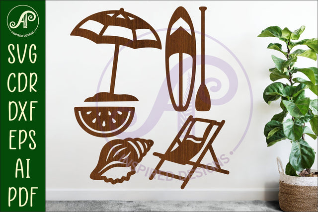Summer Beach silhouettes laser cut out 6 SVG APInspireddesigns 
