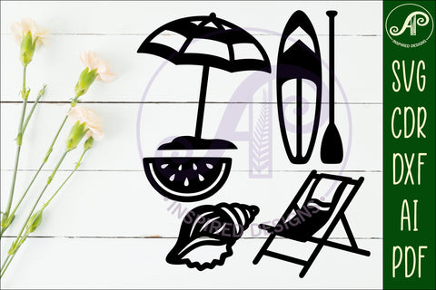 Summer Beach silhouettes laser cut out 6 SVG APInspireddesigns 