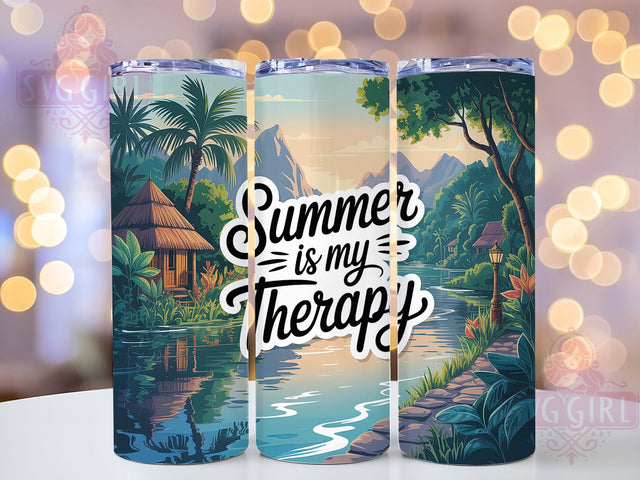 Summer Beach Therapy 20oz Tumbler, Summer Tumbler Wrap, Beach Therapy Sublimation, 20oz Skinny Tumbler, Summer Quotes PNG, Vacation Mood Art, Coastal Vibes Design, Relaxing Beach Graphic Sublimation SvggirlplusArt 