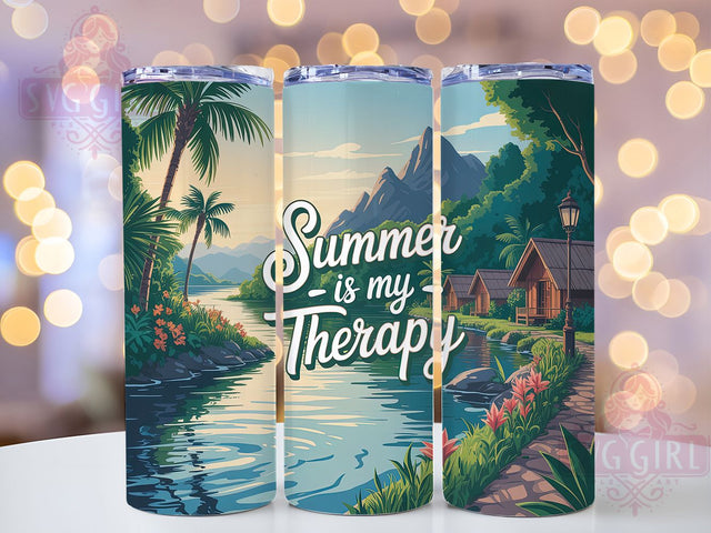 Summer Beach Therapy 20oz Tumbler, Summer Tumbler Wrap, Beach Therapy Sublimation, 20oz Skinny Tumbler, Summer Quotes PNG, Vacation Mood Art, Coastal Vibes Design, Relaxing Beach Graphic Sublimation SvggirlplusArt 
