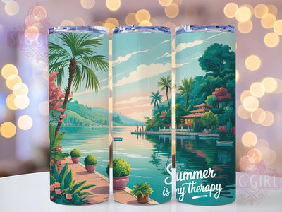 Summer Beach Therapy 20oz Tumbler, Summer Tumbler Wrap, Beach Therapy Sublimation, 20oz Skinny Tumbler, Summer Quotes PNG, Vacation Mood Art, Coastal Vibes Design, Relaxing Beach Graphic Sublimation SvggirlplusArt 