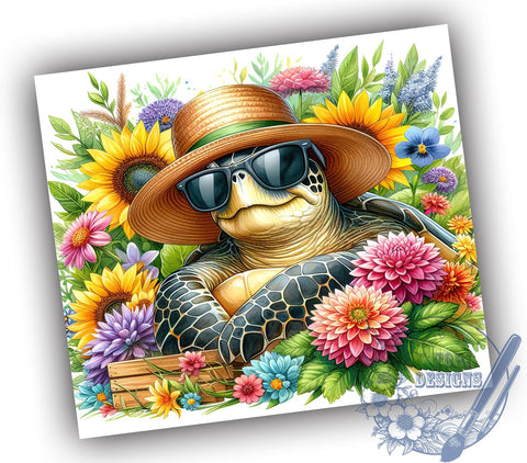 Summer Beach Turtle 20oz Skinny Tumbler, Summer Tumbler Png, Straight & Tapered Tumbler Wrap, Instant Digital Download Sublimation ToriDesigns 