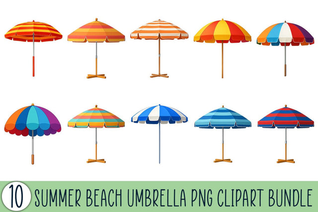 Summer Beach Umbrella PNG Clipart Bundle Printable File Sublimation Creativedesigntee 