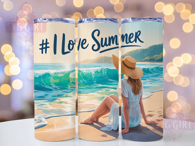 Summer Beach Vibes 20oz Tumbler, Woman on Beach Wrap, Sandy Beach PNG, 20oz Skinny Tumbler, Summer Vacation Sublimation, Relaxing Beach Scene Art, Coastal Lifestyle Design, Summer Vibes Graphic Sublimation SvggirlplusArt 