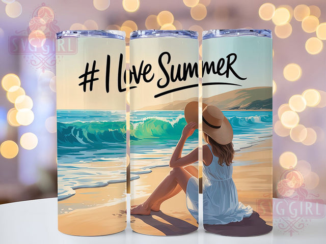 Summer Beach Vibes 20oz Tumbler, Woman on Beach Wrap, Sandy Beach PNG, 20oz Skinny Tumbler, Summer Vacation Sublimation, Relaxing Beach Scene Art, Coastal Lifestyle Design, Summer Vibes Graphic Sublimation SvggirlplusArt 