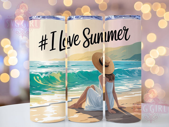 Summer Beach Vibes 20oz Tumbler, Woman on Beach Wrap, Sandy Beach PNG, 20oz Skinny Tumbler, Summer Vacation Sublimation, Relaxing Beach Scene Art, Coastal Lifestyle Design, Summer Vibes Graphic Sublimation SvggirlplusArt 