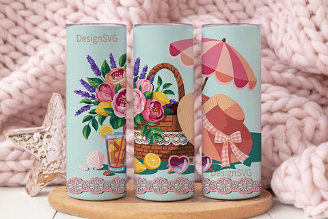 Summer Beach Vibes 20oz Tumbler Wrap Sublimation DesignSVG 