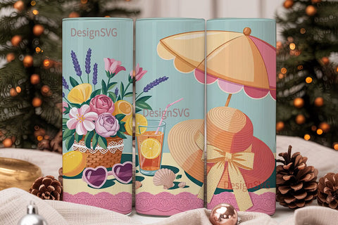 Summer Beach Vibes 20oz Tumbler Wrap Sublimation DesignSVG 