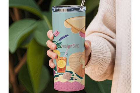 Summer Beach Vibes 20oz Tumbler Wrap Sublimation DesignSVG 