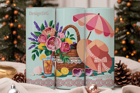 Summer Beach Vibes 20oz Tumbler Wrap Sublimation DesignSVG 