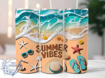 Summer Beach Vibes Ocean Tumbler Wrap, Beach Vacation Tumbler, Tropical Tumbler Wrap, Seashell Tumbler Design, Starfish 20oz Wrap, 3D Beach Tumbler, Ocean Theme Sublimation Sublimation ToriDesigns 