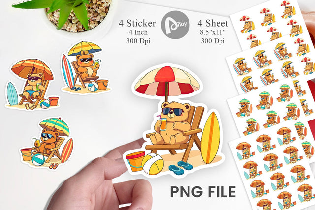 Summer Bear Sticker Sublimation artnoy 