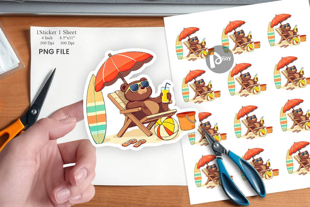Summer Bear Sticker Sublimation artnoy 