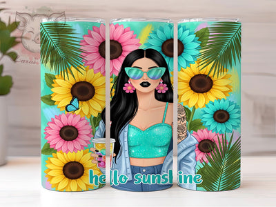 Summer Bloom Sunshine Tumbler Wrap, Sunshine Flower Cup, Bright Summer Pattern, Happy Flower Gift, Seasonal Bloom Art, Summer Garden Tumbler, Cheerful Floral Design Sublimation Lara' s Designs 