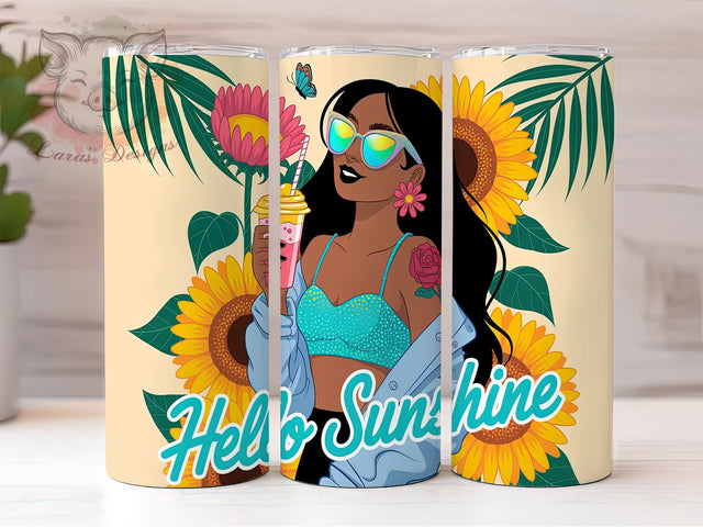 Summer Bloom Sunshine Tumbler Wrap, Sunshine Flower Cup, Bright Summer Pattern, Happy Flower Gift, Seasonal Bloom Art, Summer Garden Tumbler, Cheerful Floral Design Sublimation Lara' s Designs 