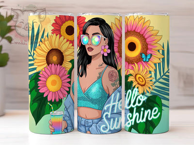 Summer Bloom Sunshine Tumbler Wrap, Sunshine Flower Cup, Bright Summer Pattern, Happy Flower Gift, Seasonal Bloom Art, Summer Garden Tumbler, Cheerful Floral Design Sublimation Lara' s Designs 