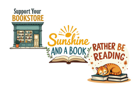 Summer Bookish Hand-Drawn PNG Bundle | Book Lover Sublimation Designs, Reading Club Shirt PNG, Books and Coffee Graphic Collection Sublimation FloridPrintables 