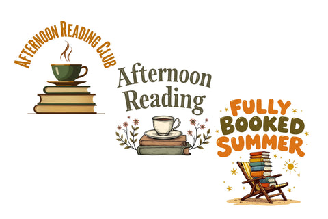 Summer Bookish Hand-Drawn PNG Bundle | Book Lover Sublimation Designs, Reading Club Shirt PNG, Books and Coffee Graphic Collection Sublimation FloridPrintables 