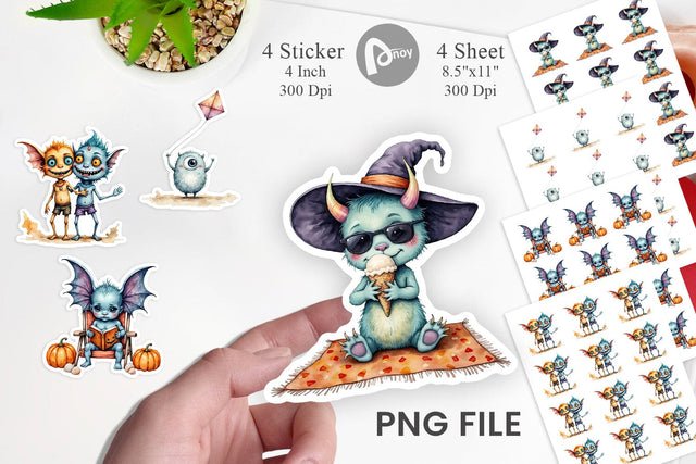 Summer Break Monsters Sticker Sublimation artnoy 