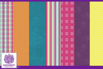 Summer Brights Papers Digital Pattern QueenBrat Digital Designs 