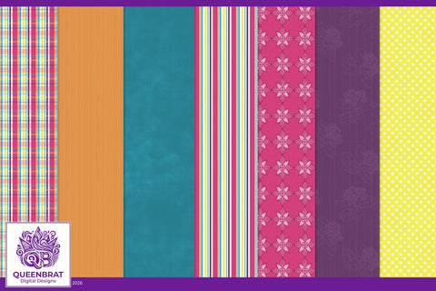 Summer Brights Papers Digital Pattern QueenBrat Digital Designs 