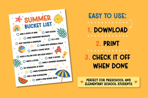 Summer Bucket List for Kids | Printable Activity Sheet Children | Summertime Things To Do List | Summer Break Activities | Digital Download Sublimation AnnaViolet_store 