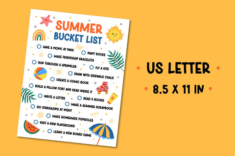 Summer Bucket List for Kids | Printable Activity Sheet Children | Summertime Things To Do List | Summer Break Activities | Digital Download Sublimation AnnaViolet_store 