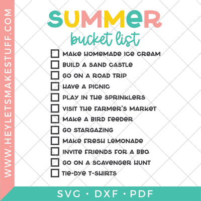 Summer Bucket List SVG Hey Let's Make Stuff 