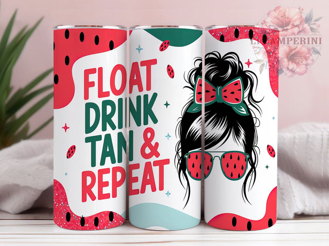 Summer Bun Messy Beach Vibes Tumbler, Float Drink Tan Wrap, 20oz Sublimation Design, Messy Bun Beach Cup, Pool Day Tumbler, Vacation Vibes Wrap, Cute Summer Girl Tumbler Sublimation Li Zamperini 