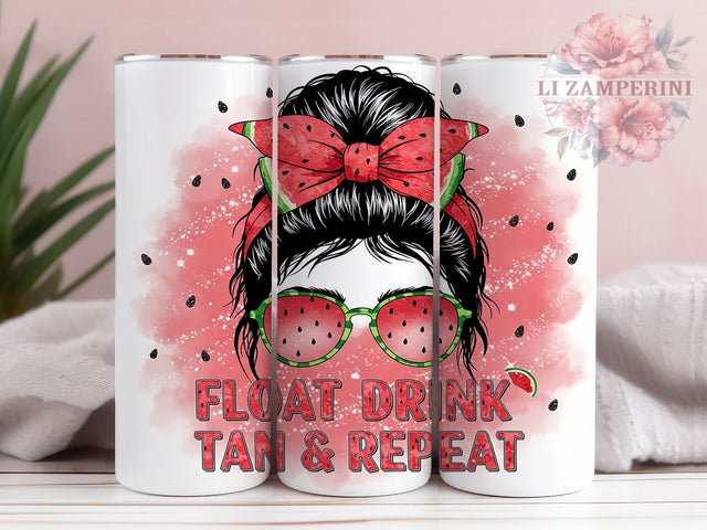 Summer Bun Messy Beach Vibes Tumbler, Float Drink Tan Wrap, 20oz Sublimation Design, Messy Bun Beach Cup, Pool Day Tumbler, Vacation Vibes Wrap, Cute Summer Girl Tumbler Sublimation Li Zamperini 