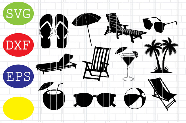 Summer Bundle, Beach Life, Tropical, Summertime Svg, Jpg, Eps, Dxf Files SVG DigitalSvgFiles 